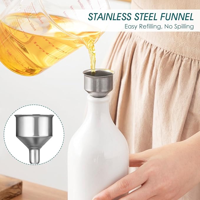 vancasso 20 Oz Ceramic Olive Oil Dispenser Bottle, Bottle Dispenser with Spout and Funnel for Kitchen,Suitable for Oil, Vinegar, Coffee Syrups & Other Liquids, White-Ruum Studio Home