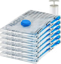 Amazon Basics Vacuum Compression Space Saving Storage Bags with Hand Pump for Clothes Packing, Jumbo, Clear, Pack of 6-Ruum Studio Home