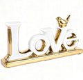 Love Sign Decoration - White & Gold Modern Bird Sculpture Statue, Personalized Love Decor for Living Room, Bedroom, Desktop-Ruum Studio Home