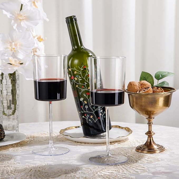 Ciaell 12 Pack Clear Plastic Wine Glasses - 14Oz Plastic Wine Glasses with Stem - Disposable Stemmed Wine Glass for Parties & Weddings & Outdoor-Ruum Studio Home