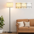 Ambimall 61'' Modern Floor Lamp with Shade, Tall Lamps for Living Room, Bedroom, Office, Dining Room, Beige Shade with Black Pole(Without Bulb)-Ruum Studio Home