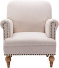 chairus Linen Accent Chair for Living Room Upholstered Mid Century Modern Single Sofa Chair with Solid Wood Legs Comfy Reading Chair Armchair for Bedroom/Office Room/Recption/Lounge, Cream-Ruum Studio Home