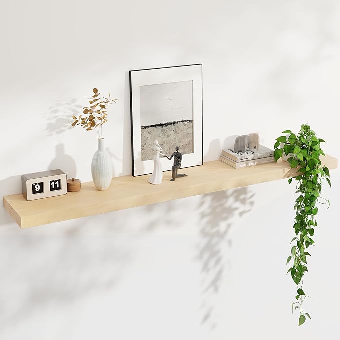 Floating Shelves for Wall, USA-Sourced Maple Wood 55 Inch Long Wall Shelves, Natural Wooden Mounted Picture Ledge Shelf, Nursery Book Storage Shelf Kids Bookshelf, Display Shelf for Bathroom-Ruum Studio Home