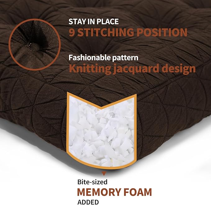 Large Chair Cushions with Handle, 20"x 20" Bite-Size Memory Foam Seat Cushions for Wicker Chair, Patio Non-Slip Rattan Chair Pads, Square Floor Cushion, Brown-Ruum Studio Home
