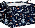 HIYAGON Rectangular Ocean Basket Kids Baby Storage Bin Toy Organizer Box for Boys Under the Sea Nursery Decor(Ocean)-Ruum Studio Home