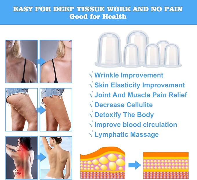 Silicone Cupping Therapy Set - Cupping Kit for Massage Therapy - Cellulite Remover Cupping Set - Anti Cellulite Cup Massager, Vacuum Suction Massage Cups for Cellulite Reduction-Ruum Studio Home