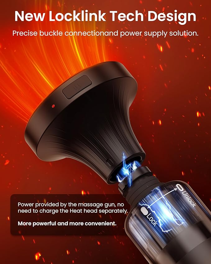 Massage Gun with Heat and Red Light Therapy,Deep Tissue Percussion Back Massager for Muscle/Neck/Body Pain Relief with Long Extension Retractable Handle,32-Speeds,Foldable,5 Adjustable-Ruum Studio Home