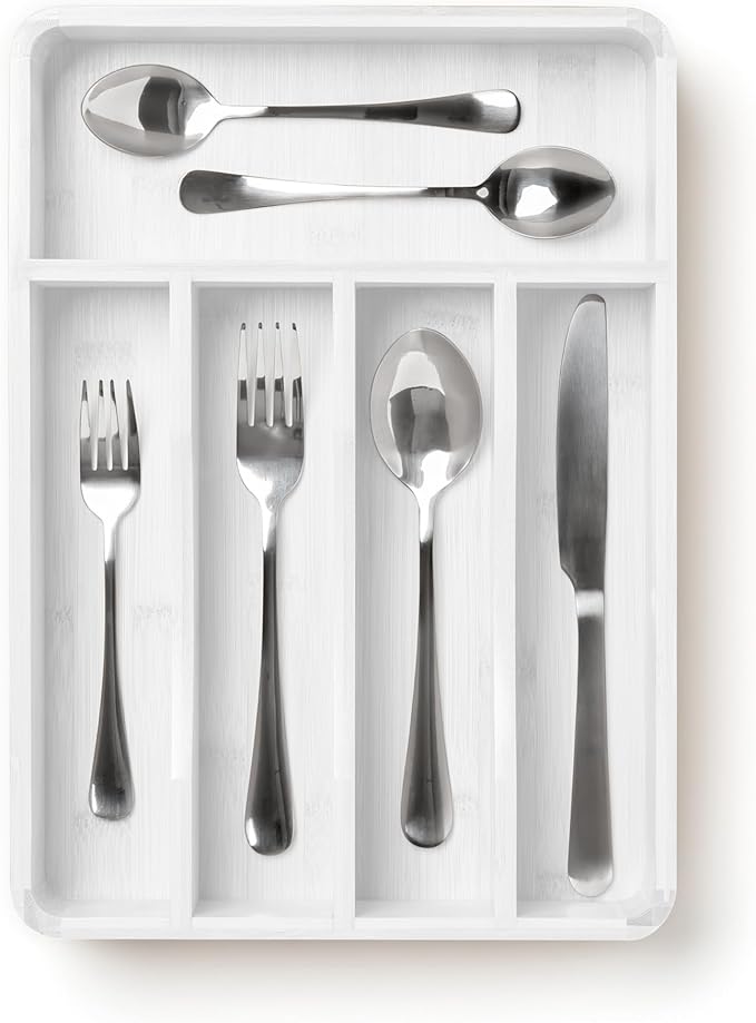 SMIRLY Silverware Drawer Organizer – Bamboo Kitchen Drawer Organizer, Adjustable Utensil Holder and Cutlery Tray, Drawer Dividers for Flatware and Kitchen Utensils-Ruum Studio Home