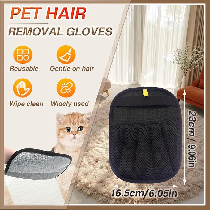 Upgraded Pet Hair Remover Glove - Reusable Electrostatic Five-Finger Gloves for Cat/Dog Hair Removal on Furniture, Carpet & Clothes-Ruum Studio Home