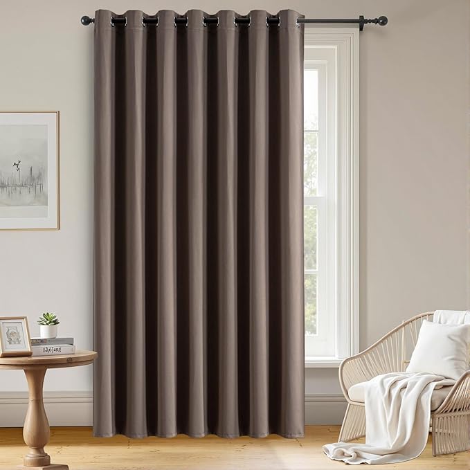 Blackout Curtains Custom Size for Bedroom 1 Panel, Thermal Insulated Blackout Curtains, Solid Grommet Privacy Room Darkening Drapes for Living Room Window (Customsize, Khaki)-Ruum Studio Home