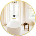 Fabuday Large Round Mirror for Wall 36 Inch Gold - Huge Circle Mirror Bathroom, Living Room, Bedroom, Hallyway, Matte Frame Metal Mirrors-Ruum Studio Home