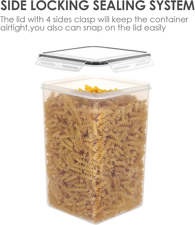 Vtopmart Extra Large Tall Airtight Food Storage Containers, 4 Pieces 5.9qt/6.5L Plastic PBA Free Kitchen Pantry Canister for Spaghetti, Flour and Baking Supplies, with 24 Labels, Black-Ruum Studio Home