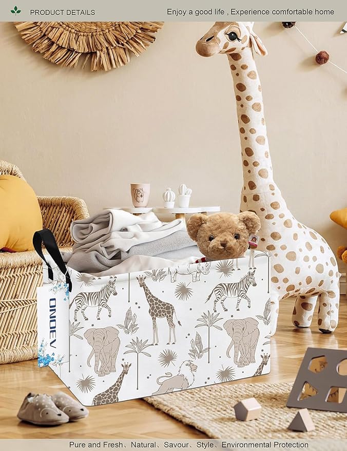 Rectangular Folding Laundry Basket,waterproof Canvas Basket,gift basket,Suitable for children's room,Office,Clothes,Toys Storage(Animals)-Ruum Studio Home