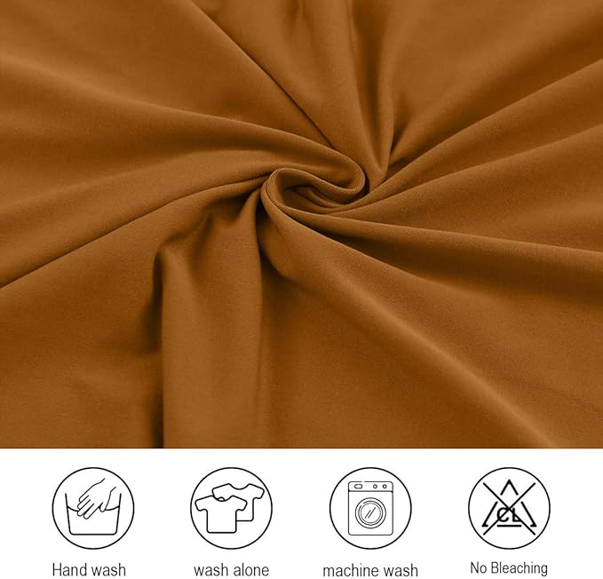 JQinHome 6 Pcs Dining Chair Slipcover,High Stretch Removable Washable Chair Seat Protector Cover for Home Party Hotel Wedding Ceremony (Camel)