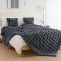 Cozy Faux Fur Throw Blanket for Bed-Warm Fuzzy Throw Blanket, Soft Plush Thick Bubble Blankets for Bedroom and Living Room, Furry Luxury Blanket, 90 x 108, Grey-Ruum Studio Home