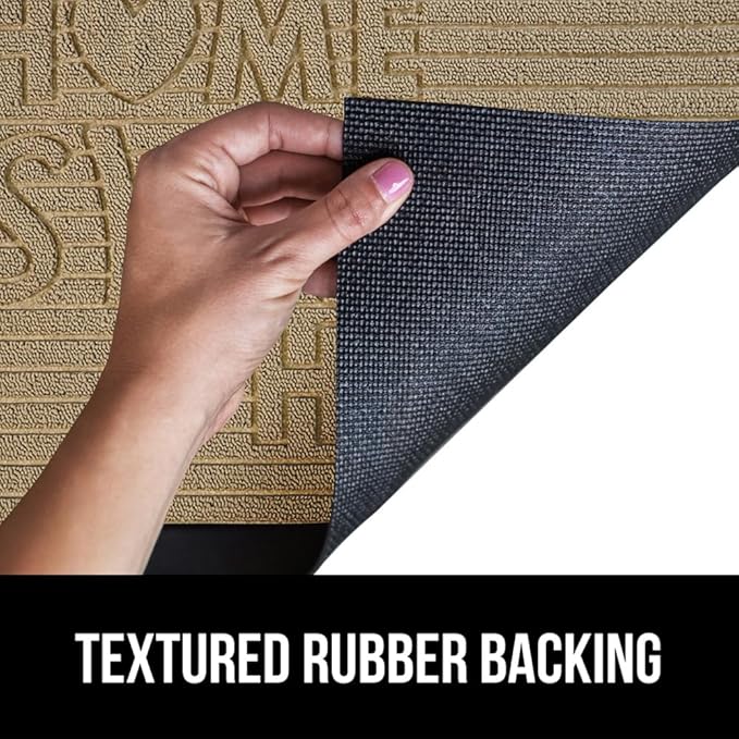 GORILLA GRIP 100% Waterproof All-Season WeatherMax Doormat, US Designed Natural Rubber, Stain and Fade Resistant, Low Profile Indoor Outdoor Door Mats, Easy Clean Patio Mat, 17x29, Home Sweet Home-Ruum Studio Home