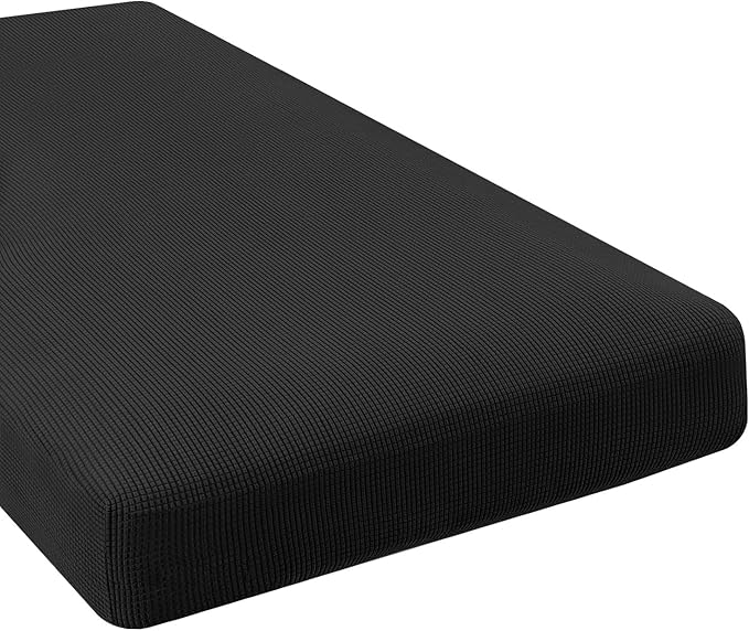 H.VERSAILTEX Super Stretch Individual Chaise Cover Sectional Couch Covers for L Shaped Sofa Both Left/Right Featuring Thick Jacquard Textured Twill Fabric (1 Piece Chaise Cover, Black)-Ruum Studio Home