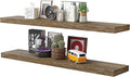 BAMEOS Floating Shelves,Wall Mounted Wooden Shelves with Invisible Brackets Set of 2, Hanging Wall Shelves Decoration for Bedroom, Bathroom, Living Room and Kitchen-Ruum Studio Home