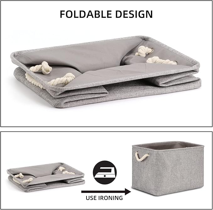 Bidtakay Grey Baskets [2-Pack] Shelf Baskets for Storage 16" X 11.8" X 11.8" Large Fabric Rectangular Decorative Storage Basket Organization Bins for Shelves Closet Home Organization(Grey)-Ruum Studio Home