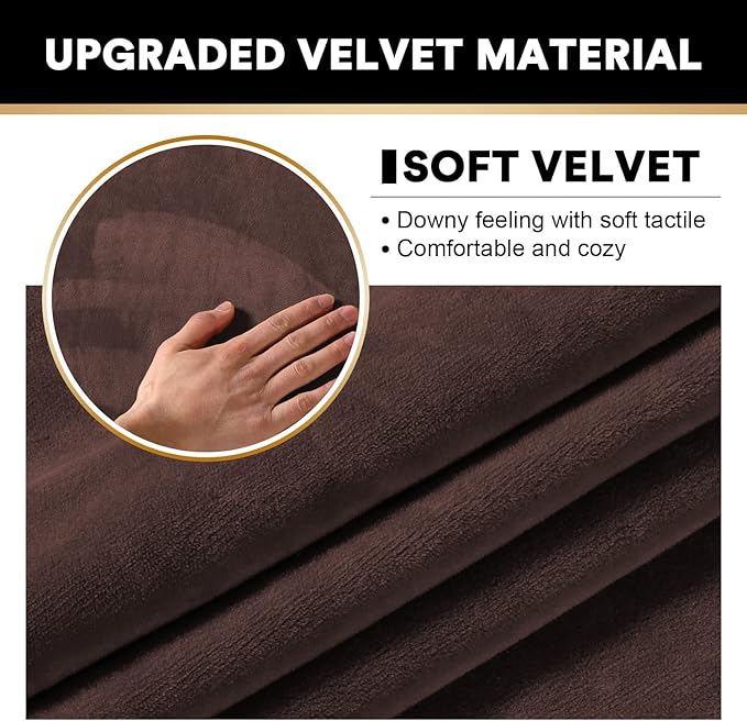 PrinceDeco Sectional Couch Covers 4 Pieces Velvet Separate Couch Cushion Covers L Shape for Left/Right Chaise Sectional Couch with Elastic Bottom (3 Seater + 1 Chaise,Brown)-Ruum Studio Home