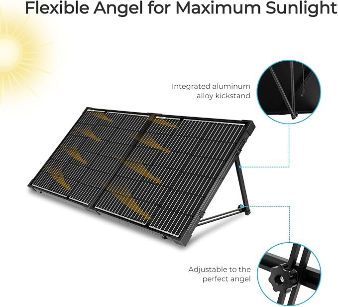 Renogy 100 Watt 12 Volt Portable Solar Panel with Waterproof 20A Charger Controller Foldable 100W Solar Suitcase with Adjustable Kickstand for Power Station, 100W Panel-20A Controller, Black-Ruum Studio Home