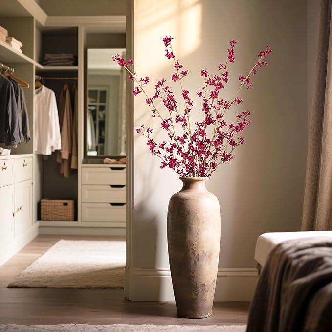 4Pcs Fake Flowers Blossom Branches Artificial Flowers for Indoor Decor, Faux Long Stem Realistic Indoor Plants for Vase Wedding Home Office Bedroom Party Table Centerpieces Decor-Ruum Studio Home