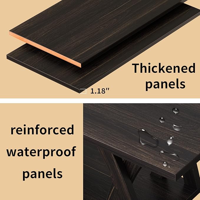 47” Wood Coffee Tables for Living Room Rustic Stands with Storage Shelf Brown Coffee Tables for Living Room. Farmhouse Center Stands with Shelf Farmhouse Rectangle Center Table-Ruum Studio Home