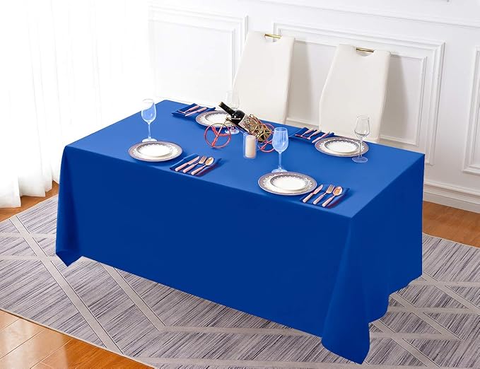 Surmente Blue Tablecloth 90 x 132-inch Rectangular Polyester Table Cloth for Weddings, Banquets, or Restaurants-Ruum Studio Home