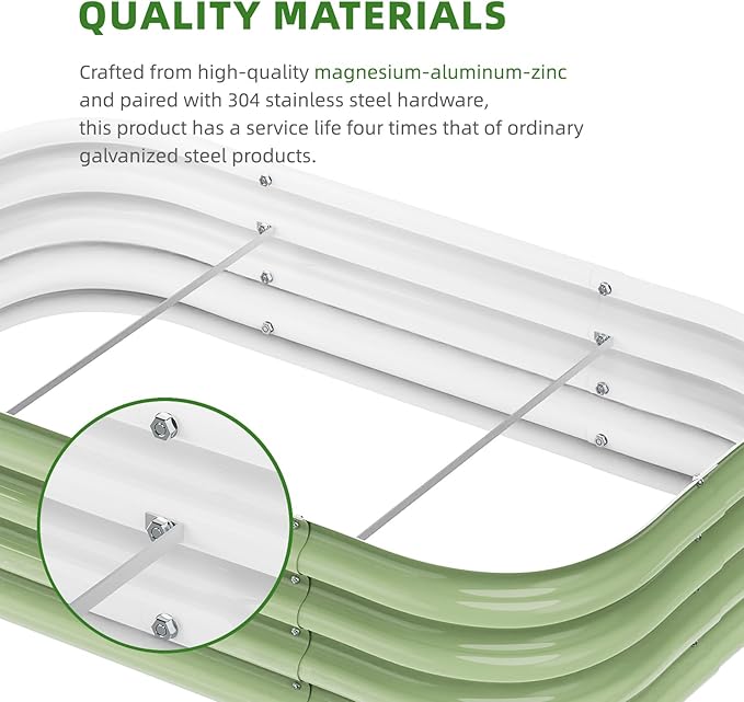DaisyVibe Raised Garden Bed Kit, Planter Raised Garden Boxes Outdoor, Oval Large Metal Raised Garden Beds for Vegetables Flowers (Green, 8ftx2ftx1ft)-Ruum Studio Home