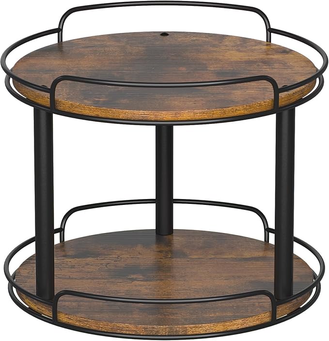LAMU 12.2'' Wood Lazy Susan Turntable Organizer for Cabinet, 2 Tier Lazy Susan Spice Rack Organizer for Kitchen, Table Top, Countertop, Pantry, Bathroom-Ruum Studio Home