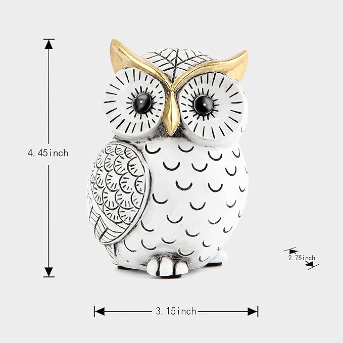 Owl Statue for Home Decor Accents,Owl Decor for Bookshelf Bedroom Living Room Office Table Desk Mantle TV Stand Boho Decoration,Modern Shelf Decor Accents Animal Sculptures for Birds Lovers,Owls Gift-Ruum Studio Home