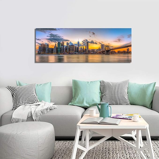 Kalormore New york City Skyline Canvas Wal Art Brooklyn Bridge Picture for Wall-Ruum Studio Home