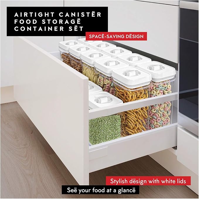 DWËLLZA KITCHEN Pasta Storage Containers for Pantry - Set of 2 White Airtight Spaghetti Container Storage - Ideal for Spaghetti & Noodles, Kitchen Pantry Organization and Storage, Keeps Food Fresh-Ruum Studio Home