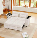 65''Convertible Sleeper Sofa Bed,3-in-1 Pull Out Couch Bed with 360 Degree rotatable Side Table and USB Ports for Living Room,RV (07beige)-Ruum Studio Home