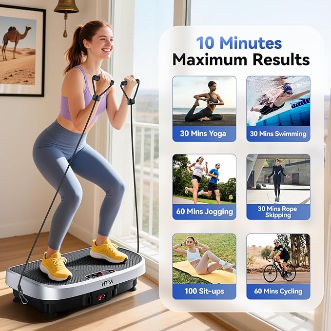 Vibration Plate Exercise Machine - 330lbs Weight Capacity, 120 Speed Levels, 5 Program Modes - Full Body Workout for Home Fitness, Toning & Wellness, LED Display, Low Noise Motor-Ruum Studio Home