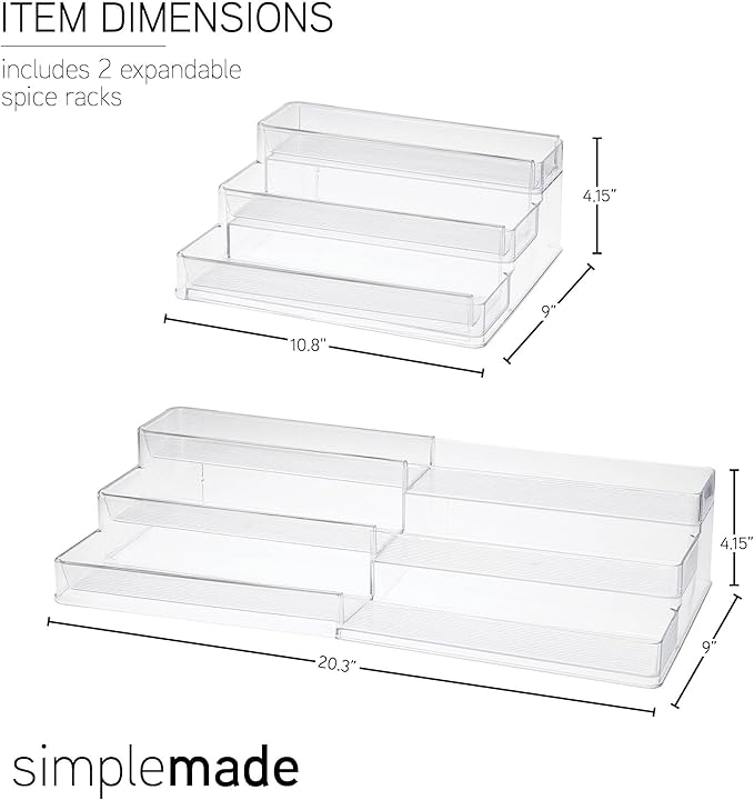 SIMPLEMADE 3-Tier Spice Rack Organizer - Versatile Storage Shelf for Kitchen, Bathroom, Bedroom & Office, Set of 1, Expandable Clear-Ruum Studio Home