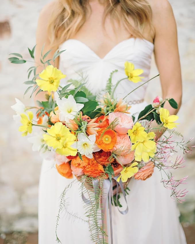 IPOPU Fake Yellow Flowers Artificial Daisies 5PCS Silk Cosmos Fake Daisies Wild Flowers 24.5”Artificial Wildflowers Table Decor for Baby Shower Centerpieces Wedding Bouquet (Yellow)-Ruum Studio Home