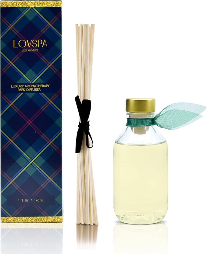 LOVSPA Reed Diffuser Set, Birchwood Pine Scented Oil Diffuser with Sticks, Home Fragrance Accessories for Bathroom Shelf Decor, Aroma Diffusers for Home or Office Desk, USA Made-Ruum Studio Home