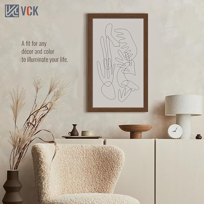 VCK 14x24 Frame Set of 3, Brown Wood Picture Frame with Exclusive Wood Grain, Wall Gallery Frame-Ruum Studio Home