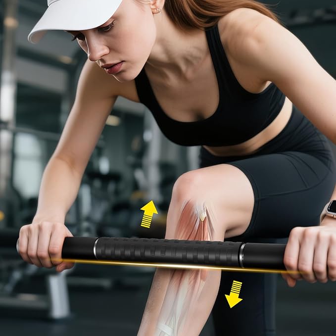 Muscle Roller Stick, Massage Roller for Muscle Deep Tissue Massage, Calf Roller for Myofascial Release, Therapy Roller Stick for Back, Legs, Arms, Waist, and Shoulders Full Body Use (Black)-Ruum Studio Home