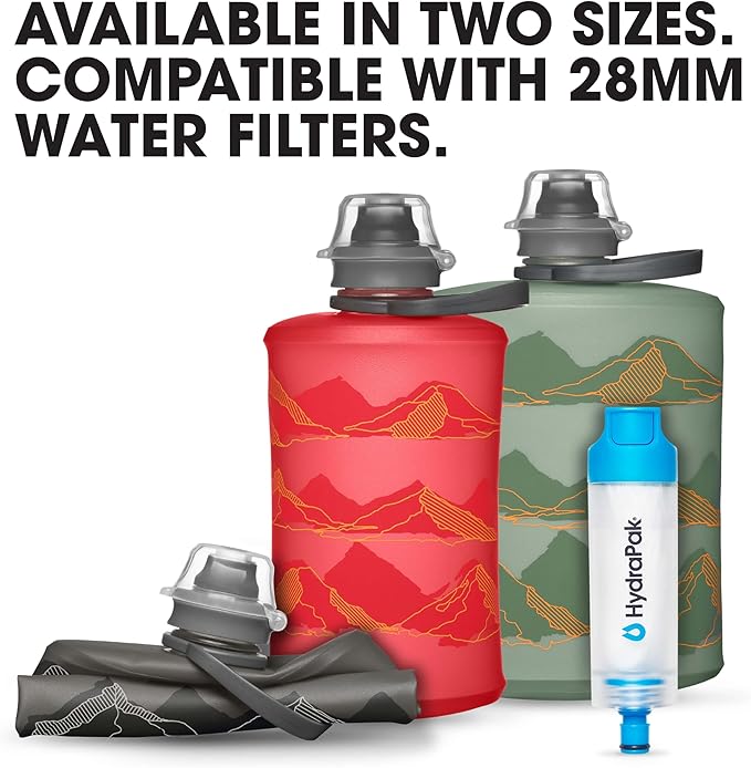 HydraPak Stow - Collapsible Backpacking Water Bottle (350ml, 500ml, 1L) - BPA Free, Ultra Light, Spill-Proof Twist Cap-Ruum Studio Home