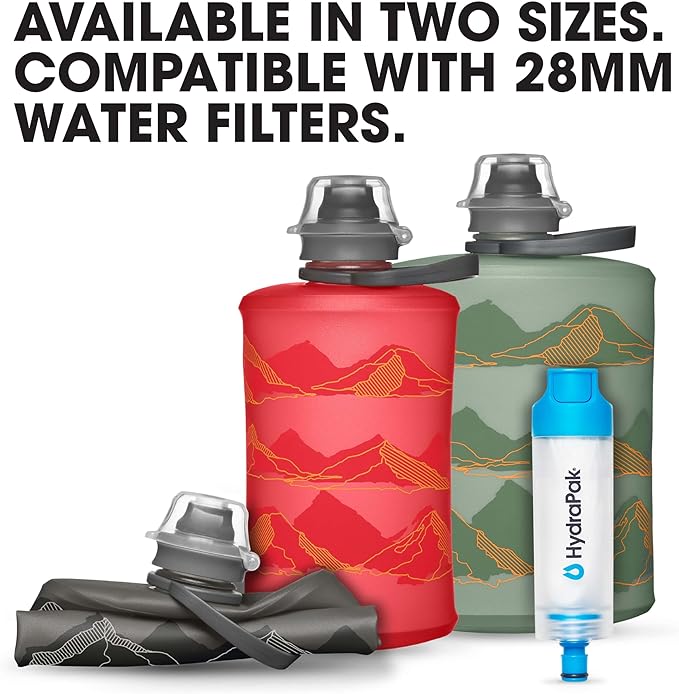 HydraPak Stow - Collapsible Backpacking Water Bottle (350ml, 500ml, 1L) - BPA Free, Ultra Light, Spill-Proof Twist Cap-Ruum Studio Home