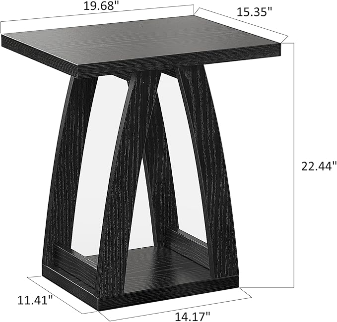 End Tables Living Room, Side Table Beside Sofa, Nightstand for Bedroom, Couch Side Table with Shelf, Modern End Table for Living Room, Black End Table-Ruum Studio Home