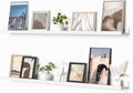 Heimlove Picture Ledge Shelf, Floating Shelves Set of 2, 48 Inches Picture Shelf for Wall with Ledge, Kids Bookshelf Wall Mounted for Living Room Bedroom Decor Books Photo Frames, White-Ruum Studio Home