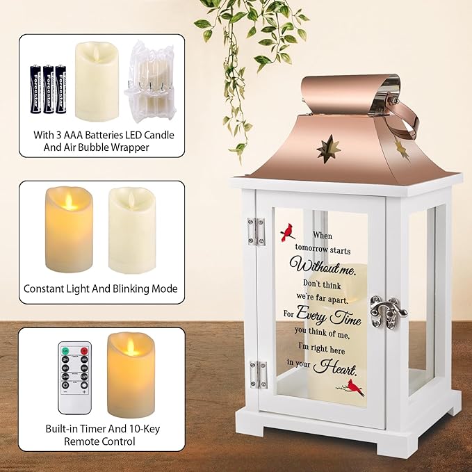 Memorial Lantern, Sympathy Gifts for Loss of Mom/Dad/Loved One, Bereavement Gifts, in Memory of Loved One Lantern,Celebration of Life, Memorial Gifts, Funeral Lantern,When Tomorrow Starts Without me-Ruum Studio Home