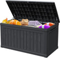 260 Gallon Double-Wall Resin Deck Box - Lockable Waterproof Outdoor Storage Box, 1000lbs Capacity & Doubles as Seating for Patio Furniture - Garden Tools, Pool Accessories (Black)-Ruum Studio Home