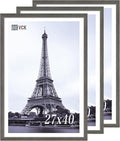VCK 27x40 Poster Frame Set of 3, Gray Solid Wood Picture Frame, Exclusive Wood Grain, Wall Mounting Hanging-Ruum Studio Home