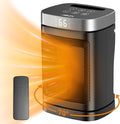 Small Portable Space Heater for Indoor Use - with 70°Rotating Feature, JIBUFI 1500W PTC Electric Heater, Rapid and Safe Heating, Remote Control, 1-12 Hr Timer for Bedroom, Office-Ruum Studio Home