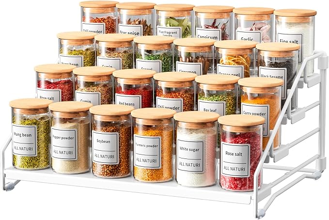 RCHYFEED Spice Rack Organizer for Cabinet, 4 Tier Spice Organization for Cabinet Depth Adjustable,Tierd Spice Rack Seasoning Organizer for Kitchen Countertop Pantry, Metal(1 Pack)-Ruum Studio Home