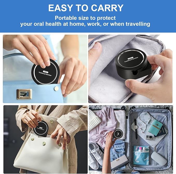 UV Toothbrush Sanitizer Holder, Toothbrush Sanitizer and Holder Cover Caps with Fan Drying, Rechargeable Portable Toothbrush Cleaner Case Fits Most Electric and Manual Toothbrushes (Black)-Ruum Studio Home